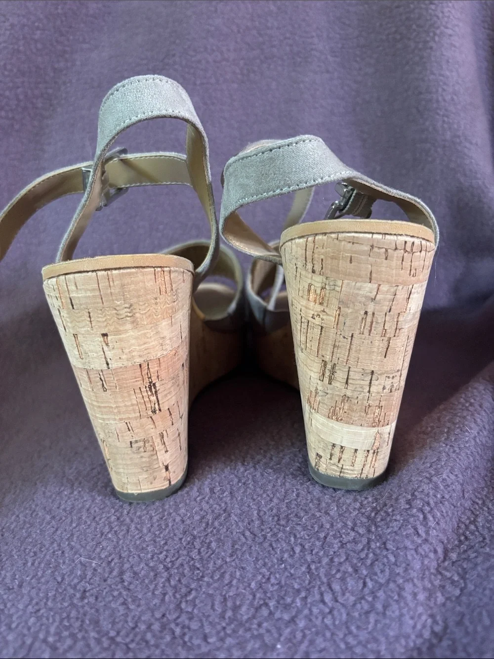 Women’s Taupe Cork Wedge Sandals with Ankle Strap